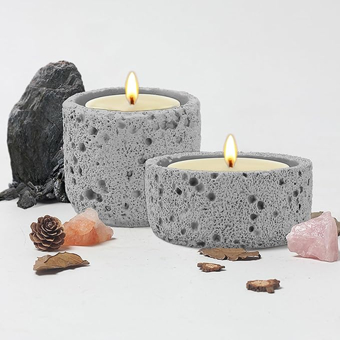 GRC material Volcanic texture Concrete candle holder Eco-friendly