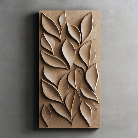 Natural Leaf-Patterned GRC Wall Panel